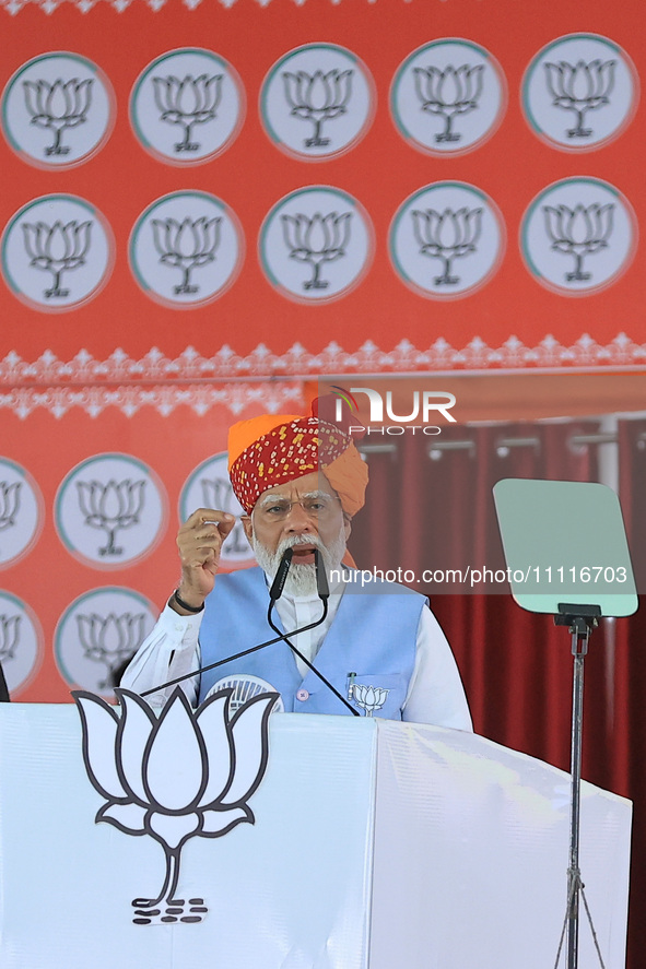 Prime Minister Narendra Modi is addressing a public meeting in support of BJP Jaipur Rural candidate Rao Rajendra Singh ahead of the Lok Sab...