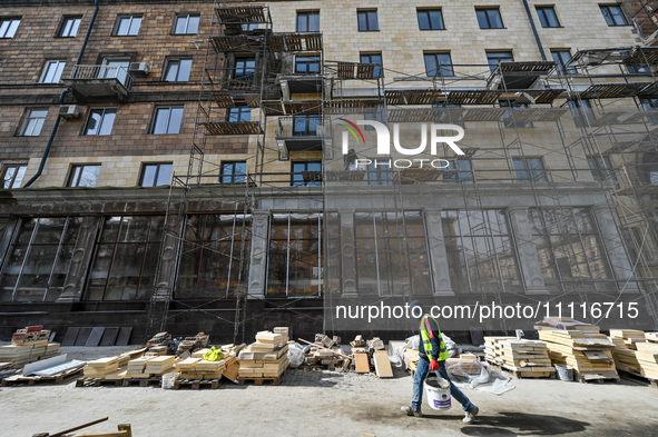 A five-story architectural monument is undergoing reconstruction after being partially destroyed by a Russian missile attack in Zaporizhzhia...