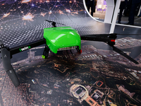 The twinFOLD KAT, a hexacopter drone from the Austrian company Twins, is being exhibited for heavy payloads and emergencies at the Mobile Wo...