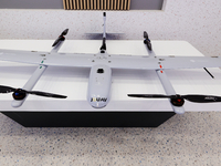 The CW-007, a portable integrated UAV platform drone by Chinese drone and UAV manufacturer JOUAV, is being exhibited in the China Mobile pav...