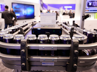 Dell and Nvidia-powered quality control technology is monitoring a conveyor belt at Dell's pavilion during the Mobile World Congress 2024 in...