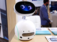 The Zenbo Junior II robot, a social robot created by ASUS Zenbo and equipped with the Amazon Alexa virtual assistant, is being exhibited at...