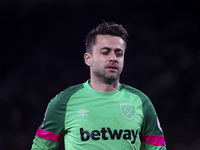 Lukasz Fabianski of West Ham United is playing during the Premier League match between West Ham United and Tottenham Hotspur at the London S...