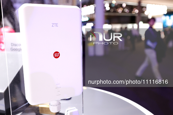 The ZTE G5F, a 5th generation 5G Outdoor FWA developed by the Chinese partially state-owned technology company, is being showcased with the...