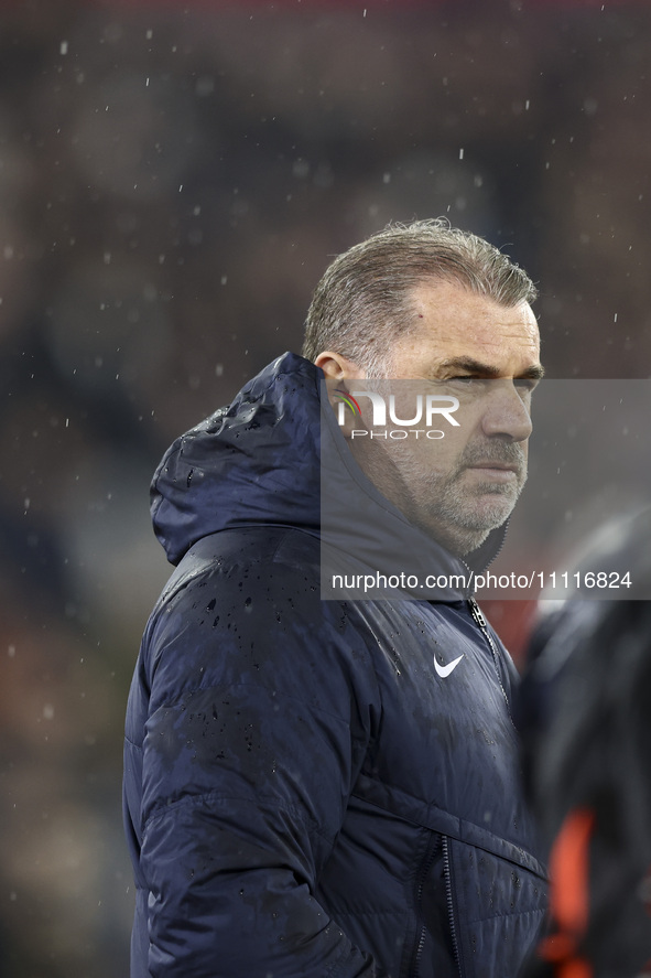 Ange Postecoglou is managing Tottenham Hotspur during the Premier League match between West Ham United and Tottenham Hotspur at the London S...