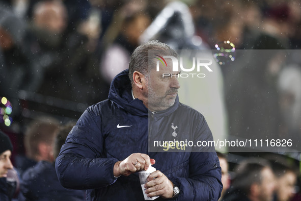 Ange Postecoglou is managing Tottenham Hotspur during the Premier League match between West Ham United and Tottenham Hotspur at the London S...