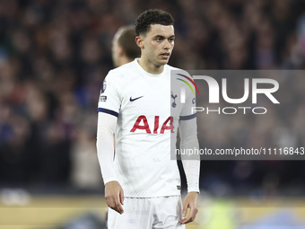 Brennan Johnson of Tottenham Hotspur is playing during the Premier League match between West Ham United and Tottenham Hotspur at the London...