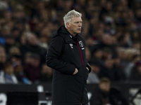 David Moyes, manager of West Ham United, is standing on the touchline during the Premier League match between West Ham United and Tottenham...