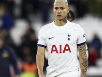 Richarlison of Tottenham Hotspur is leaving the pitch at the end of the Premier League match between West Ham United and Tottenham Hotspur a...