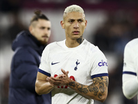 Richarlison of Tottenham Hotspur is leaving the pitch at the end of the Premier League match between West Ham United and Tottenham Hotspur a...