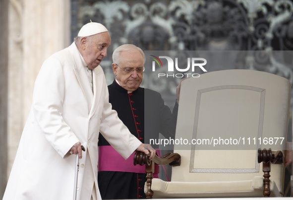 Pope Francis is holding his weekly general audience in St. Peter's Square at the Vatican on April 3, 2024. 