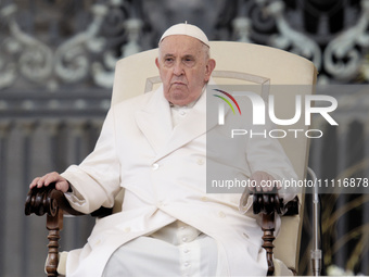 Pope Francis is leading the weekly general audience in Saint Peter's Square, Vatican City, on April 3, 2024. (