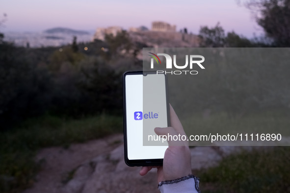 The Zelle logo is displayed on a smartphone screen in Athens, Greece, on April 3, 2024. (Photo Illustration by Nikolas Kokovlis/NurPhoto)