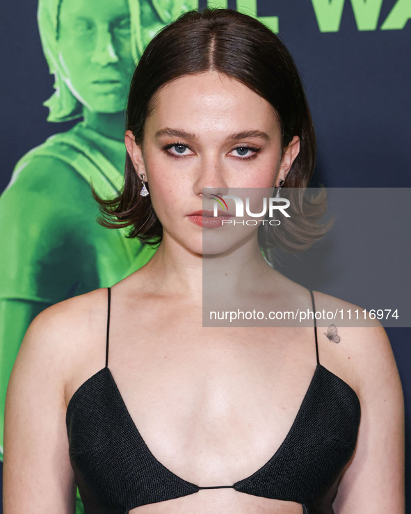 Cailee Spaeny wearing a dress by Christopher Esber arrives at the Los Angeles Special Screening Of A24's 'Civil War' held at the Academy Mus...