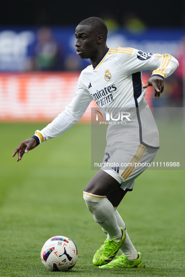 Ferland Mendy left-back of Real Madrid and France in action during the LaLiga EA Sports match between CA Osasuna and Real Madrid CF at Estad...