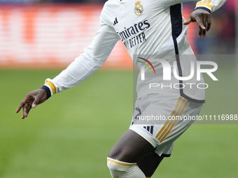 Ferland Mendy left-back of Real Madrid and France in action during the LaLiga EA Sports match between CA Osasuna and Real Madrid CF at Estad...