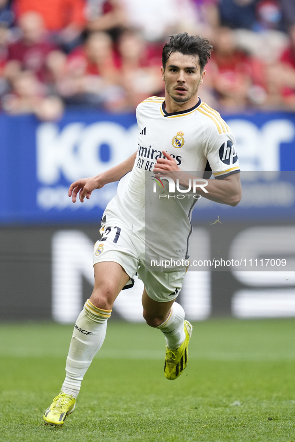 Brahim Diaz attacking midfield of Real Madrid and Spain celebrates after scoring his sides first goal during the LaLiga EA Sports match betw...