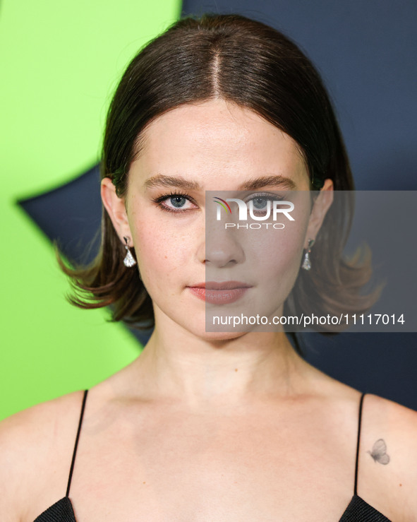 Cailee Spaeny wearing a dress by Christopher Esber arrives at the Los Angeles Special Screening Of A24's 'Civil War' held at the Academy Mus...