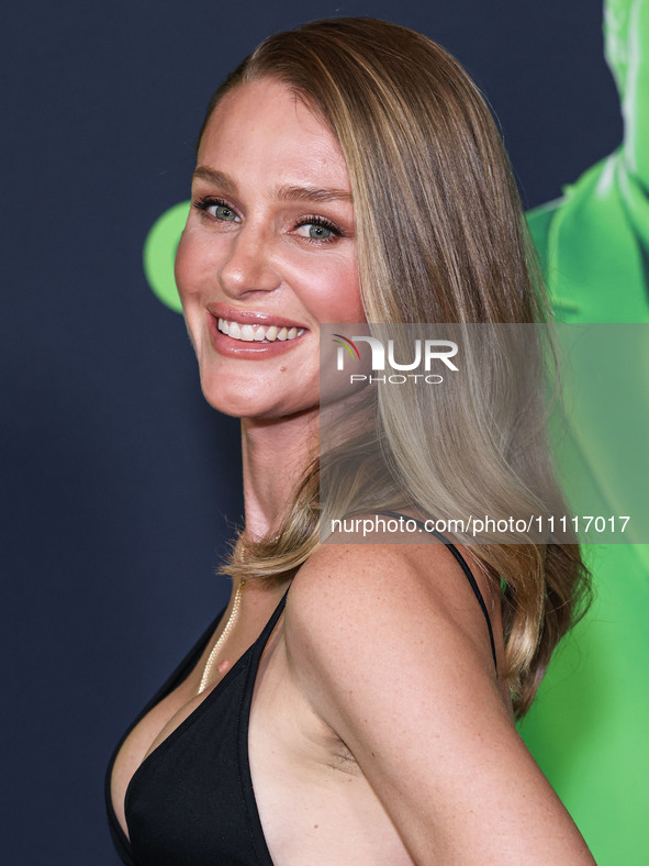 Elizabeth Gilpin wearing Prada arrives at the Los Angeles Special Screening Of A24's 'Civil War' held at the Academy Museum of Motion Pictur...