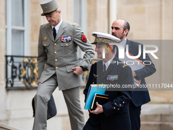 A delegation of senior military officers from the security services is arriving at the Elysee Palace in Paris, France, on April 3, 2024. (