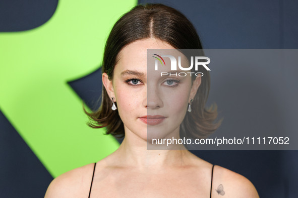 Cailee Spaeny wearing a dress by Christopher Esber arrives at the Los Angeles Special Screening Of A24's 'Civil War' held at the Academy Mus...