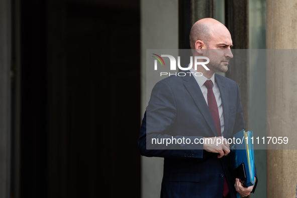 Jean-Noel Barrot, Deputy Minister of Foreign Affairs with responsibility for Europe, is at the Elysee Palace for the Council of Ministers in...