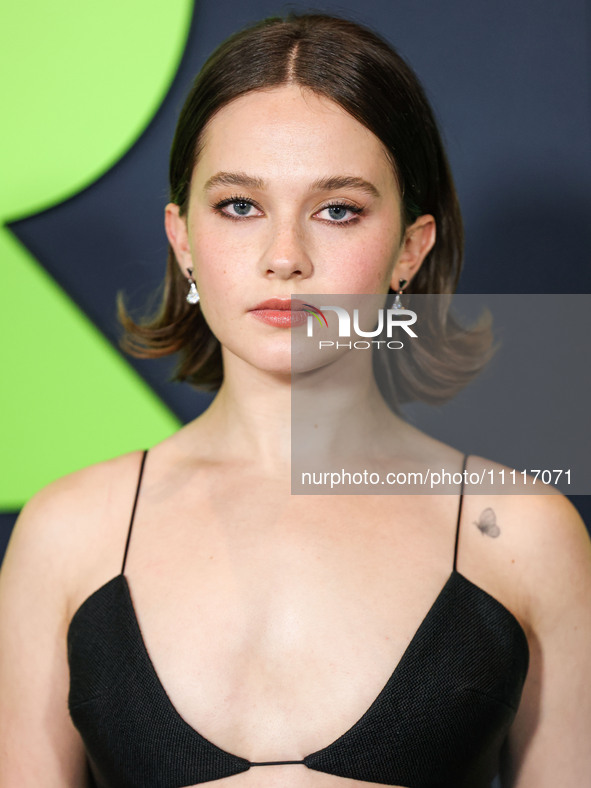 Cailee Spaeny wearing a dress by Christopher Esber arrives at the Los Angeles Special Screening Of A24's 'Civil War' held at the Academy Mus...