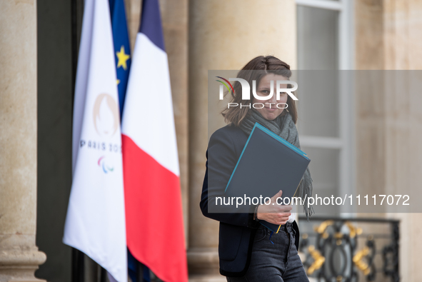 The Minister in charge of Relations with Parliament, Marie Lebec, is at the Elysee Palace for the Council of Ministers in Paris, France, on...