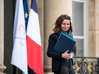 The Minister in charge of Relations with Parliament, Marie Lebec, is at the Elysee Palace for the Council of Ministers in Paris, France, on...