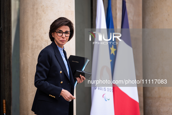 Minister of Culture Rachida Dati is leaving the Council of Ministers in Paris, France, on April 3, 2024. 