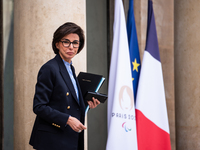 Minister of Culture Rachida Dati is leaving the Council of Ministers in Paris, France, on April 3, 2024. (