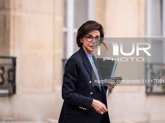 Minister of Culture Rachida Dati is leaving the Council of Ministers in Paris, France, on April 3, 2024. (