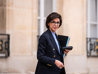 Minister of Culture Rachida Dati is leaving the Council of Ministers in Paris, France, on April 3, 2024. (