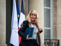 Deputy Interior Minister Dominique Faure is at the Elysee Palace for the Council of Ministers in Paris, France, on April 3, 2024. (