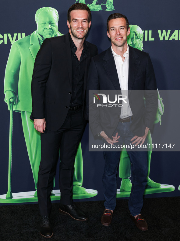 Andy Favreau and Jon Favreau arrive at the Los Angeles Special Screening Of A24's 'Civil War' held at the Academy Museum of Motion Pictures...