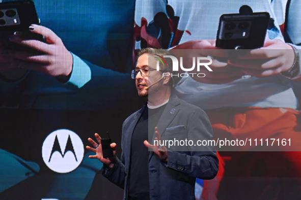 Ruben Castano, Global Head for Customer Experience and Design at Motorola, is speaking at the launch event for the new Motorola Edge 50 Pro...