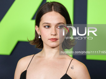 Cailee Spaeny wearing a dress by Christopher Esber arrives at the Los Angeles Special Screening Of A24's 'Civil War' held at the Academy Mus...