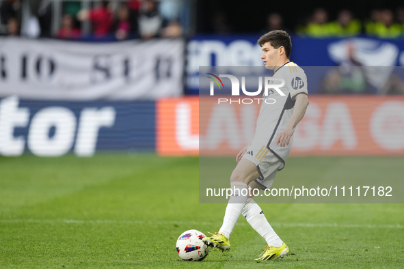 Fran Garcia left-back of Real Madrid and Spain during the LaLiga EA Sports match between CA Osasuna and Real Madrid CF at Estadio El Sadar o...