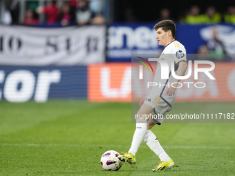 Fran Garcia left-back of Real Madrid and Spain during the LaLiga EA Sports match between CA Osasuna and Real Madrid CF at Estadio El Sadar o...