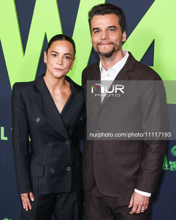 Alice Braga and Wagner Moura arrive at the Los Angeles Special Screening Of A24's 'Civil War' held at the Academy Museum of Motion Pictures...