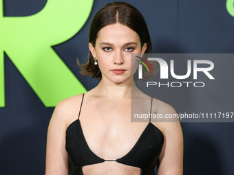 Cailee Spaeny wearing a dress by Christopher Esber arrives at the Los Angeles Special Screening Of A24's 'Civil War' held at the Academy Mus...