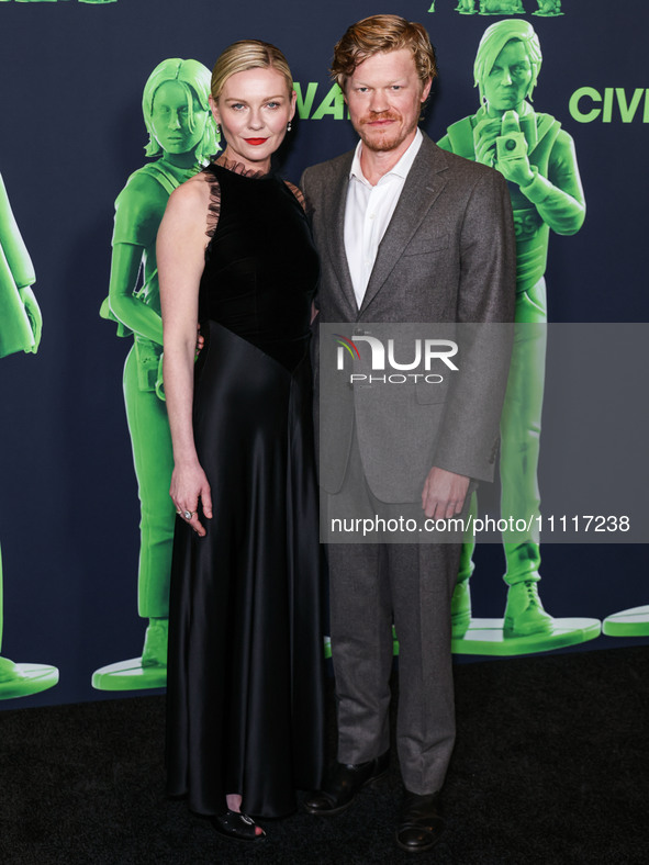 Kirsten Dunst and husband Jesse Plemons arrive at the Los Angeles Special Screening Of A24's 'Civil War' held at the Academy Museum of Motio...