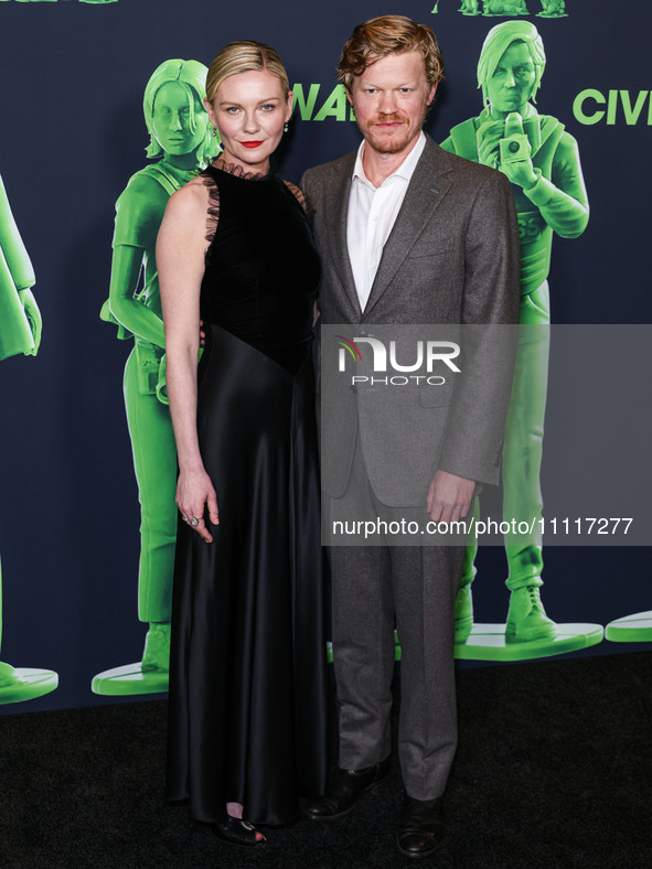 Kirsten Dunst and husband Jesse Plemons arrive at the Los Angeles Special Screening Of A24's 'Civil War' held at the Academy Museum of Motio...