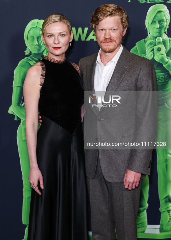 Kirsten Dunst and husband Jesse Plemons arrive at the Los Angeles Special Screening Of A24's 'Civil War' held at the Academy Museum of Motio...