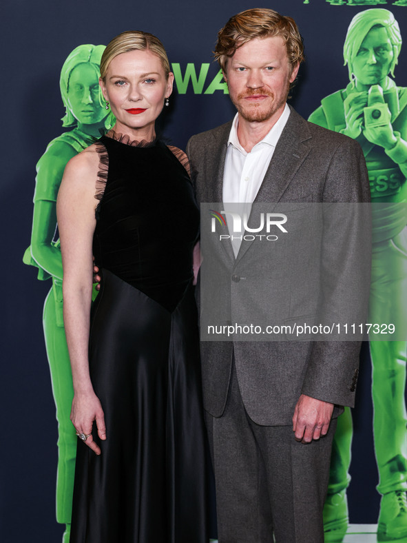 Kirsten Dunst and husband Jesse Plemons arrive at the Los Angeles Special Screening Of A24's 'Civil War' held at the Academy Museum of Motio...