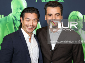 Nelson Lee and Wagner Moura arrive at the Los Angeles Special Screening Of A24's 'Civil War' held at the Academy Museum of Motion Pictures o...