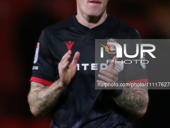 James McClean of Wrexham is playing in the Sky Bet League 2 match between Doncaster Rovers and Wrexham at the Keepmoat Stadium in Doncaster,...