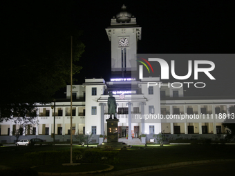 The University of Kerala building is illuminated at night in Thiruvananthapuram, Kerala, India, during the monsoon season on April 3, 2024....