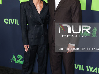 Alice Braga and Wagner Moura arrive at the Los Angeles Special Screening Of A24's 'Civil War' held at the Academy Museum of Motion Pictures...