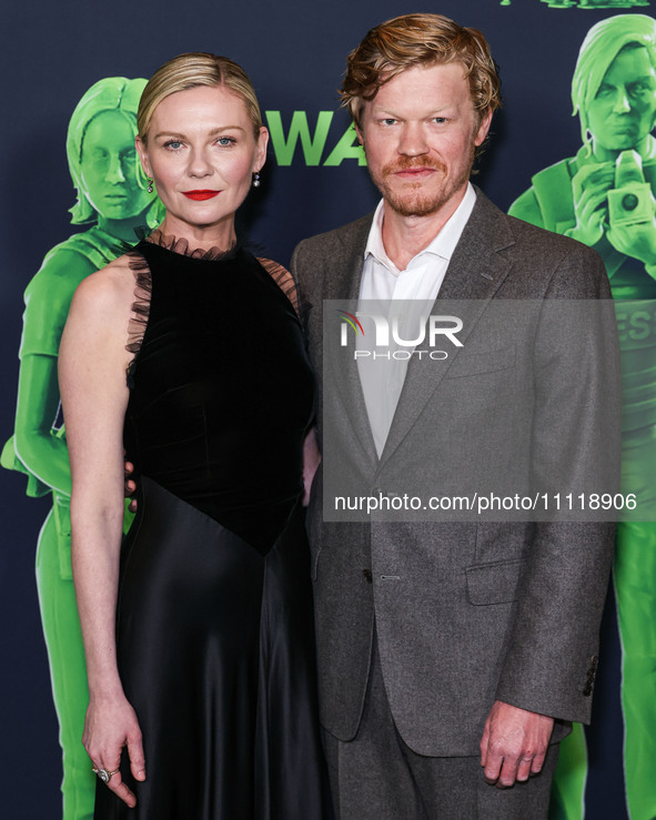 Kirsten Dunst and husband Jesse Plemons arrive at the Los Angeles Special Screening Of A24's 'Civil War' held at the Academy Museum of Motio...